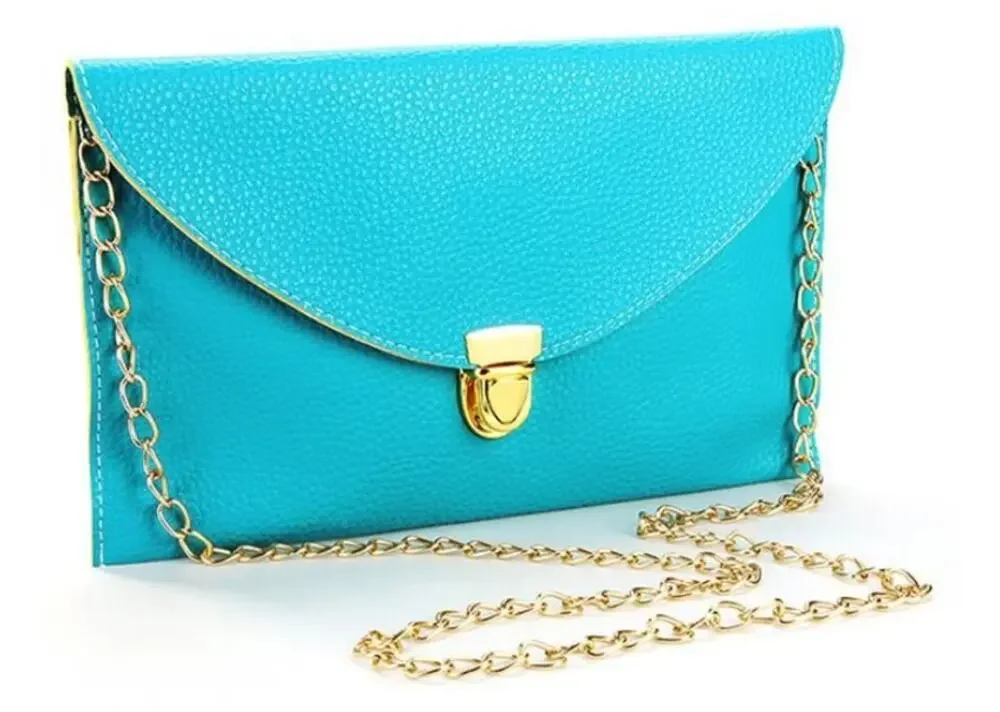 Vegan Pebbled Leather Conververtible Clutch Purse Shoulder Bag gold chain clasp